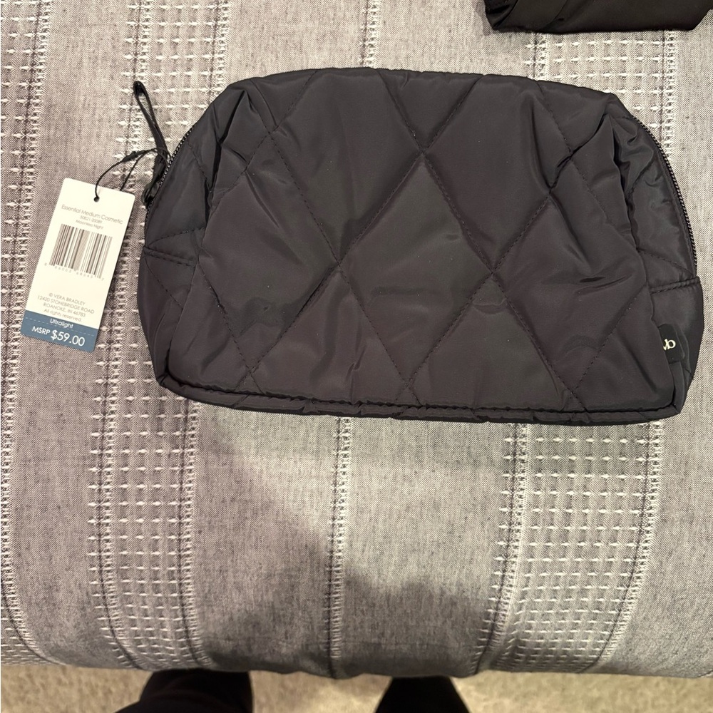 NWT Vera Bradley Black Quilted makeup Bag